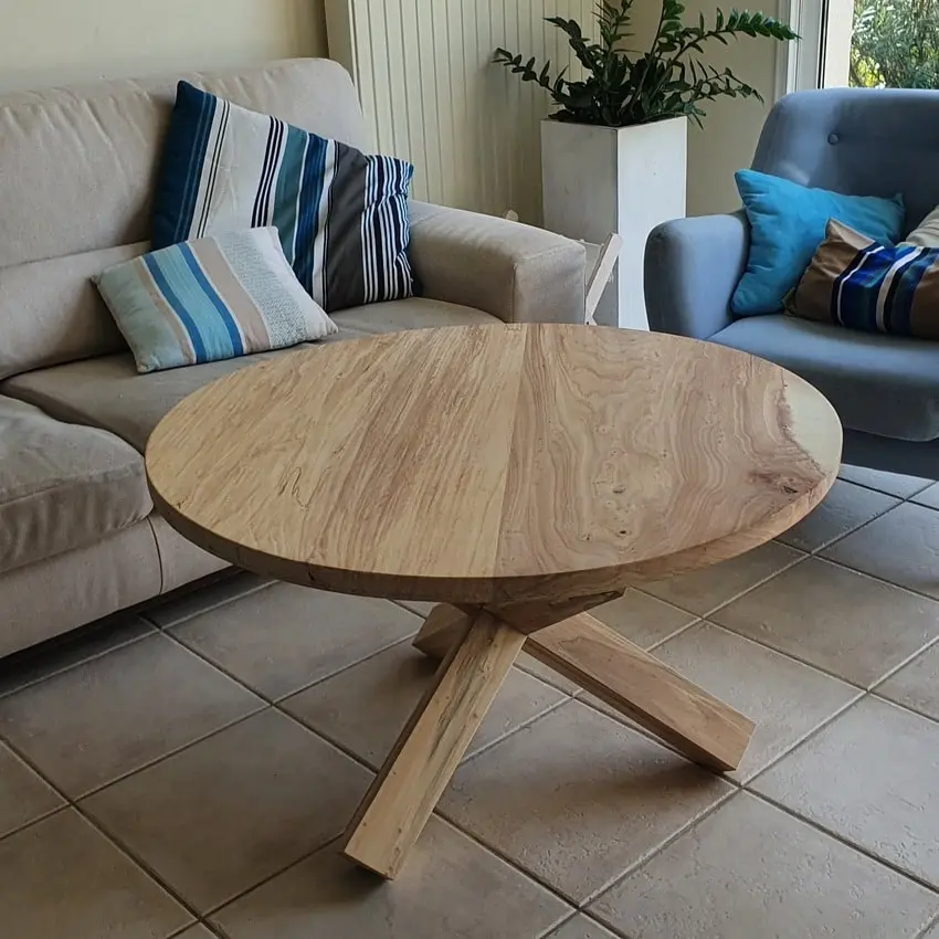 Table basse ronde bois massif chêne mini