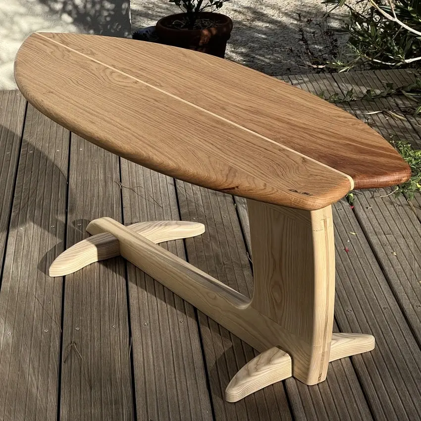 Table basse surf foil bois massif chêne mini