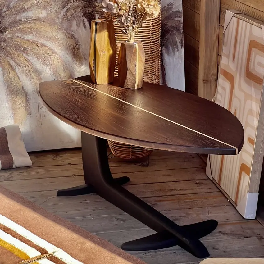 Table basse surf bois massif wenge pied foil mini