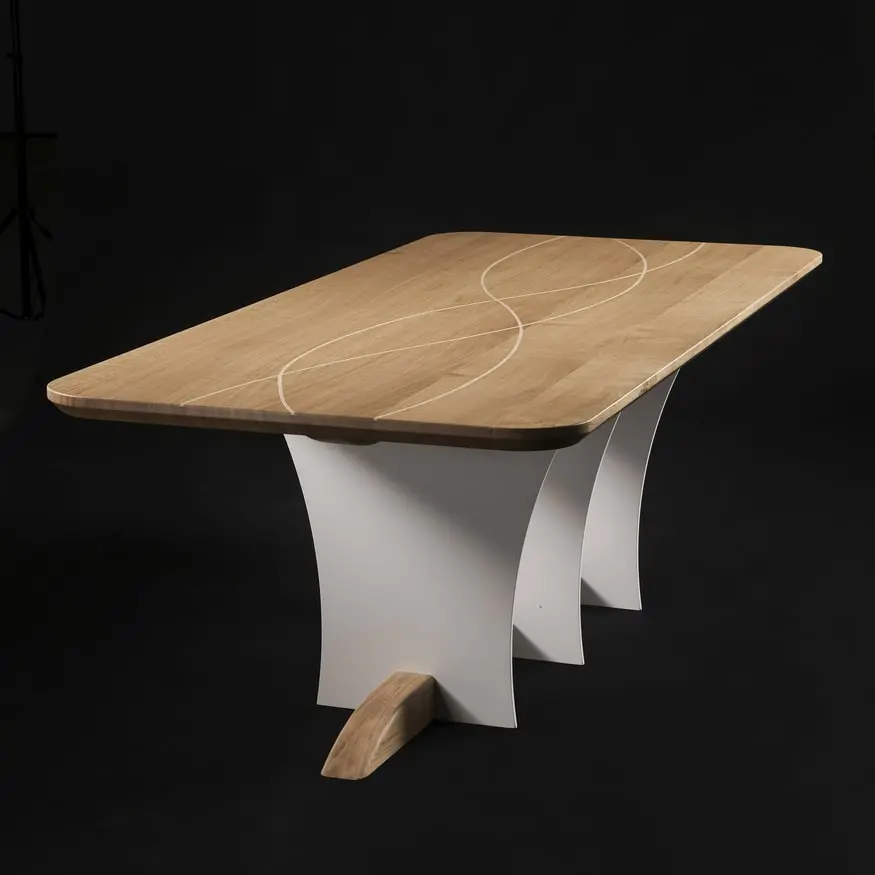 Table à manger bois massif chêne érable pied corian mini