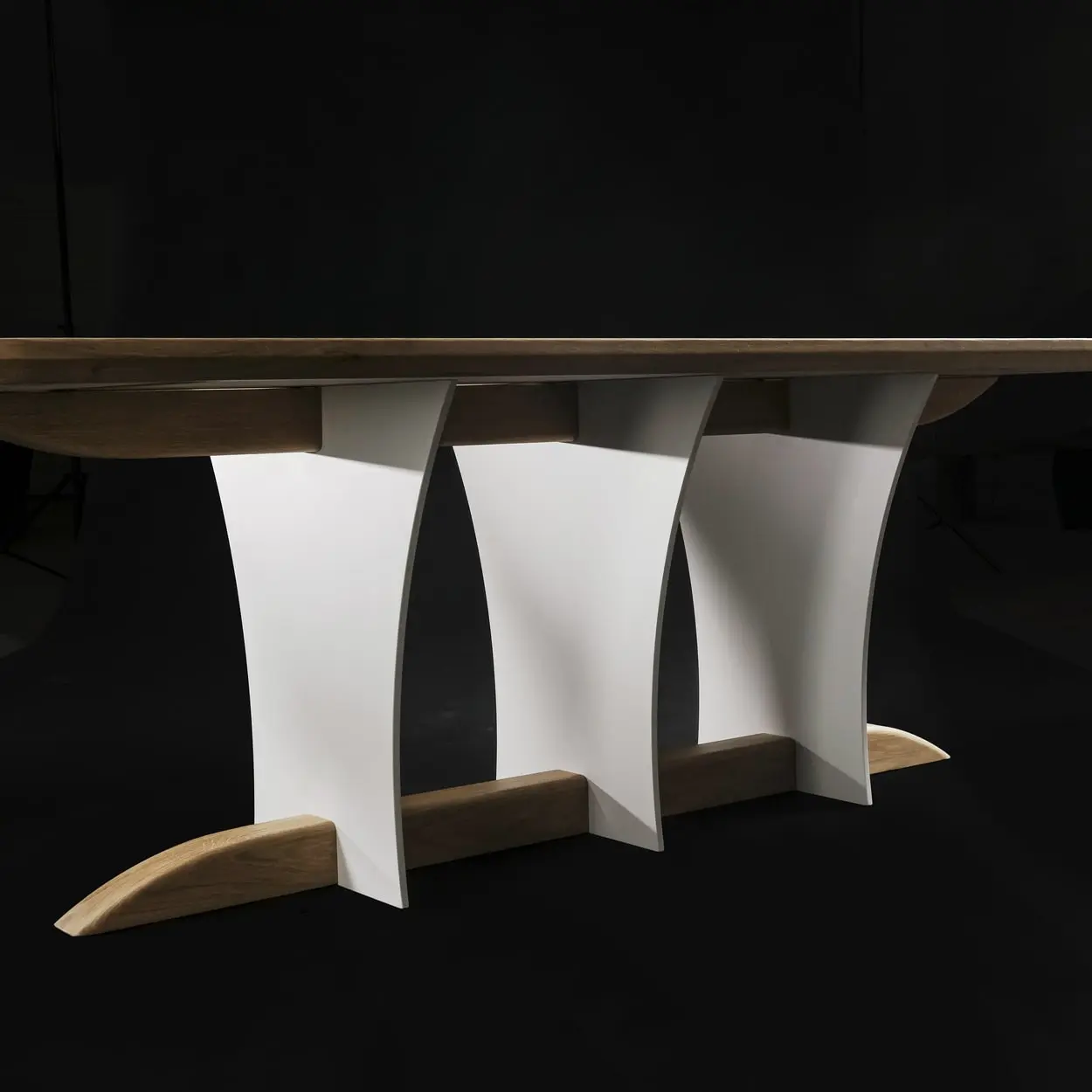 Table à manger bois massif chêne érable pied corian 2